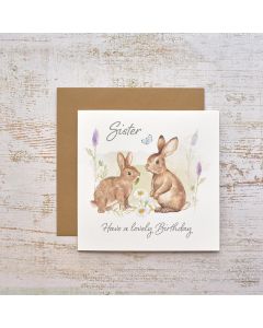 MEADOW FIELDS SISTER LOVELY BIRTHDAY BUNNY CARD