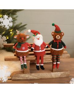 CHRISTMAS FEAST NOVELTY SHELF SITTER 3 ASSTD POLYESTER FABRIC