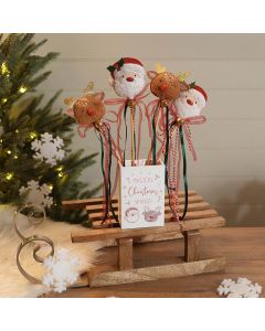 SANTAS MAGICAL FEAST 2 ASSTD FABRIC WAND WITH POT OF 24 **