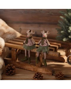 NORDIC NEST TEXTILE MICE SHELF SITTER 2 ASSTD