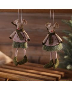 NORDIC NEST TEXTILE MOUSE HANGER 2 ASSTD