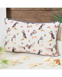 PUFFIN REPEAT PRINTED POLYESTER CUSHION
