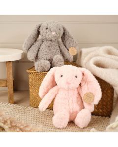PIP AND FLOSSIE GREY AND PINK BUNNY PLUSH SOFT TOY 2 ASSTD