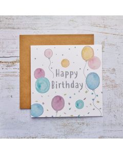 BIRTHDAY CARD WITH PINK BALLOONS & CONFETTI