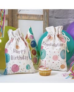 BALLOON GIFT BAG 2 ASSTD LINEN WITH CONFETTI++