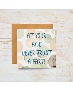 NEVER TRUST A FART BIRTHDAY CARD WATERCOLOUR RUDE HUMOUR