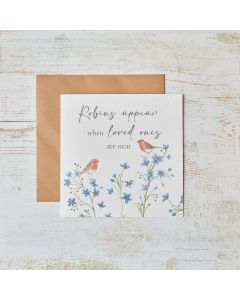 ROBIN FORGET ME NOT SYMPATHY CARD ROBINS APPEAR