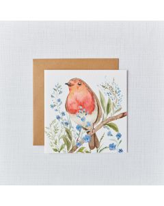 ROBIN FORGET ME NOT CARD WHITE WITH BRANCH