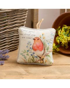 ROBIN FORGET ME NOT CUSHION HANGER WATERCOLOUR VELOUR FABRIC