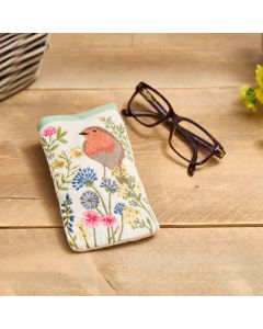 ROBIN FLORAL 100% COTTON WITH EMBROIDERY VELVET GLASSES CASE