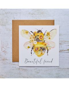 SUNFLOWER BEEAUTIFUL FRIEND BEE CARD WHITE
