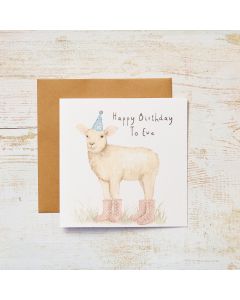 SHEEP HAPPY BIRTHDAY TO EWE CARD LAMB WITH PARTY HAT & WELLIES