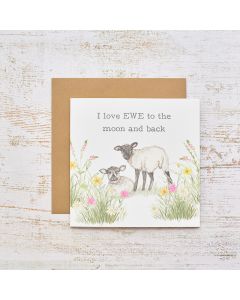 LOVE EWE TO THE MOON AND BACK LAMB WITH FLORAL CARD