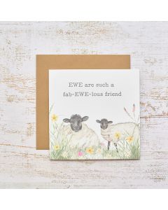 FAB EWE LOUS FRIEND SHEEP AND LAMB WITH FLORAL CARD