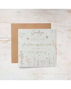 GOODBYE CARD SAGE GREEN WITH MEADOWFLOWERS