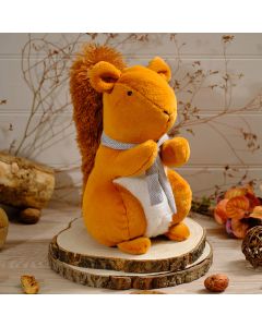 SQUIRREL DOORSTOP WITH GREY SCARF AND FLUFFY TAIL