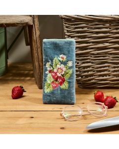 STRAWBERRY VELVET GLASSES CASE WITH EMBROIDERY AND BEADING DETAIL