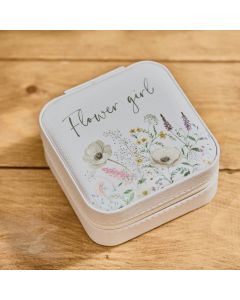 WEDDING FLOWER GIRL KEEPSAKE JEWELLERY BOX PU MATERIAL
