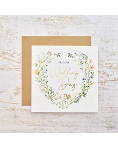 ON YOUR WEDDING DAY FLORAL HEART CARD GOLD FOIL CARD