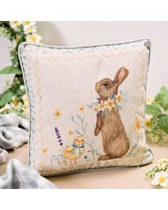 BUNNY FLORAL CUSHION WITH CHICK