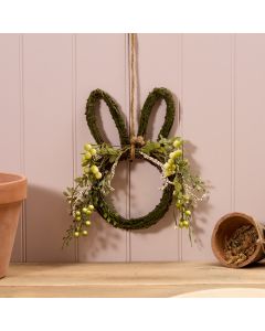 RABBIT WREATH WITH FAUX FOLIAGE AND BERRIES