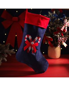 MERRY BOWS POLYESTER HANGING CHRISTMAS STOCKING