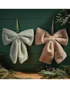 EVERGREEN FAUX FUR 2 ASSTD LARGE HANGING BOW