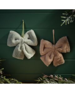 EVERGREEN FAUX FUR 2 ASSTD SMALL HANGING BOW