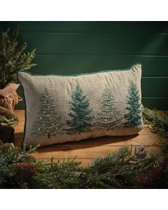 EVERGREEN EMBROIDERED AND BEADED CHRISTMAS TREE TEXTURED CUSHION