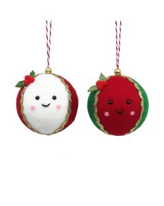 FESTIVE FUN POLYESTER NOVELTY BAUBLE HANGER 2 ASST