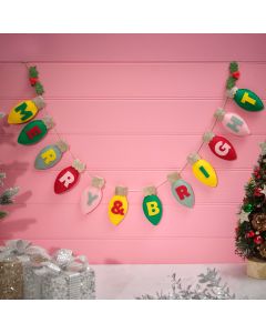KITSCHMAS MERRY AND BRIGHT BAUBLE BUNTING POLYESTER FABRIC
