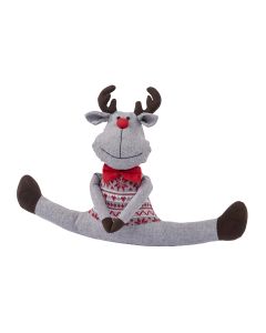 XMAS REINDEER GREY FABRIC WITH RED KNITTED VEST & LONG LEGS*++