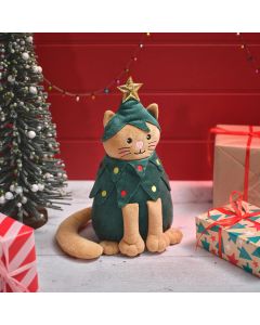 CHRISTMAS PETS NOVELTY CHRISTMAS TREE CAT DOORSTOP