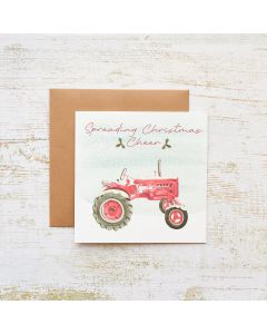 XMAS FARM SPREADING CHEER CARD WITH TRACTOR