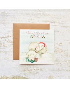 XMAS MERRY CHRISTMAS TO EWE CARD WITH SHEEP & LAMB