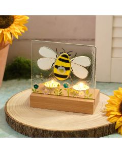 BLOSSOM AND BLOOM BEE HAND CRAFTED FUSED GLASS DOUBLE TEALIGHT HOLDER GIFT BOXED