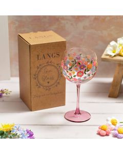 BRIGHT AND BEAUTIFUL ALLOVER FLORAL PATTERN GIN GLASS IN GIFT BOX