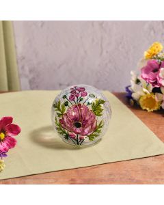 FLORAL SERENADE HAND PAINTED LILAC FLOWERS WITH RAISED GOLD DETAIL CRACKLE GLASS BALL LED