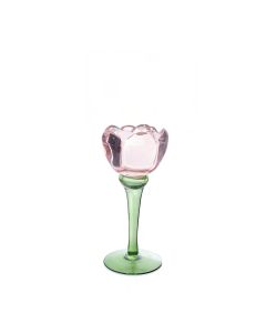 FLORAL SERENADE GLASS TULIP TEA LIGHT HOLDER SMALL LILAC