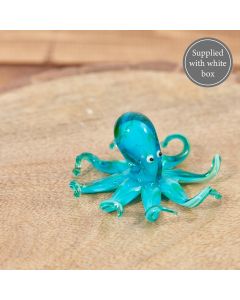 GLASS OCTOPUS ORNAMENT IN BOX BLUE & GREEN