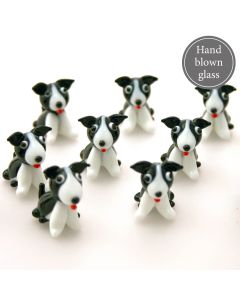 GLASS BORDER COLLIE DOG ORNAMENT WITH RED TONGUE