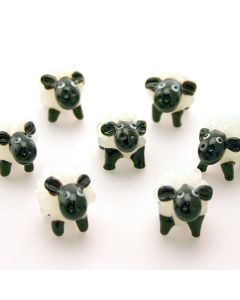 GLASS MINI SHEEP ORNAMENT BLOBBY WHITE WITH BLACK FACE
