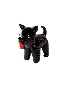GLASS SCOTTIE DOG ORNAMENT BLACK WITH RED TONGUE+