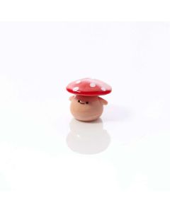GLASS MUSHROOM MAN ORNAMENT PINK WITH RED SPOTTED HAT