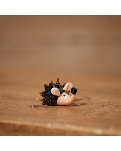 GLASS HEDGEHOG ORNAMENT WITH BLACK NOSE