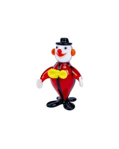 GLASS CLOWN RED WITH BLACK HAT & YELLOW TIE+