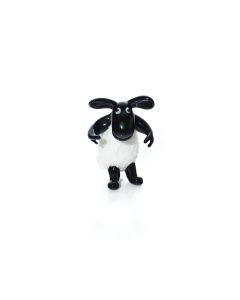 GLASS COMICAL STANDING BLACK FACE SHEEP ORNAMENT HAND BLOWN