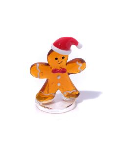 CHRISTMAS HAND BLOWN GLASS GINGERBREAD MAN WITH HAT ORNAMENT