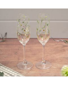 WEDDING SET OF 2 BRIDE AND GROOM CHAMPAGNE FLUTES WITH GIFT BOX