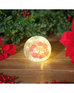 CHRISTMAS POINSETTIA CRACKLE BALL LED+